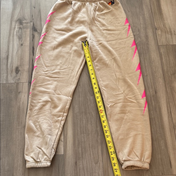 Aviator Nation BOLT 4 Sweatpants in Sand Beige and Neon Pink. New without tags - Picture 10 of 11
